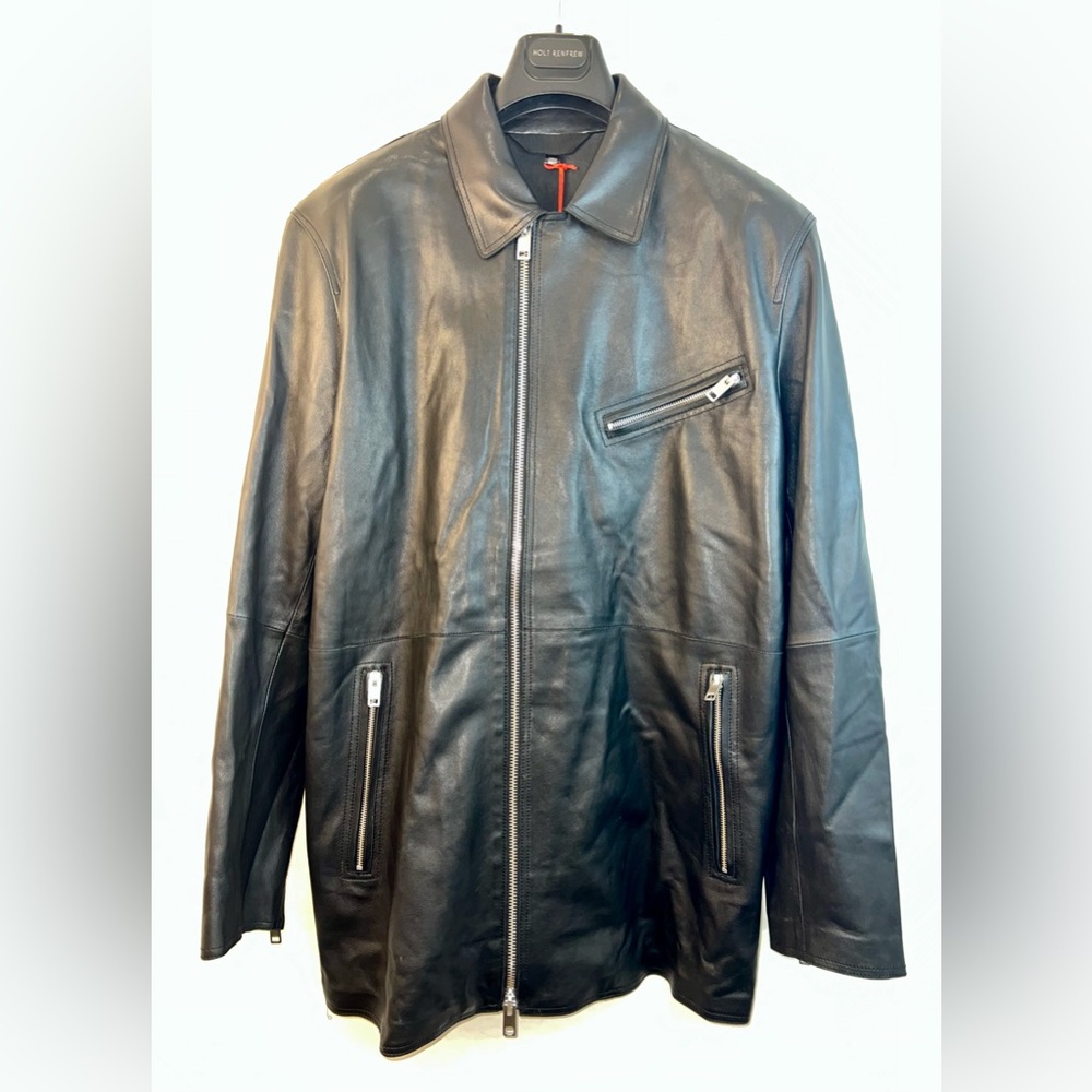 DIESEL Smooth Lambskin L-Ader Black Leather Jacket, Size XL